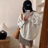 New Simple Pocket Double Zipper Hooded Knitted Cardigan for Women Loose Lazy Style Solid Color Thick Coat for Women