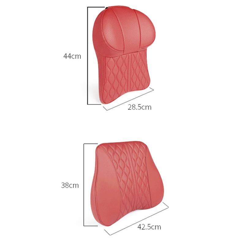 Car Leather Headrest Lumbar Support Memory Foam Car Rest Neck Pillow Back Cushion Seat Waist Supports Car Interior Accessories