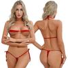 Women 2Pcs Halter Neck Bra Tops Thong Micro Bikini Set Sexy Swimwear Beachwear Swimsuit Extreme Lingerie Bathing Suit