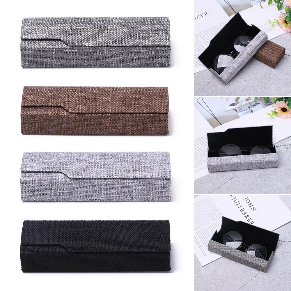Portable Vintage Retro Square Glasses Box Glasses Linen Case Folding Eyewear Case Storage