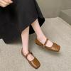 Shoes Female   Buckle Strap Women's Flats Fashion Square Toe Daily Flats Women New Square Toe Solid Flat Low Heels
