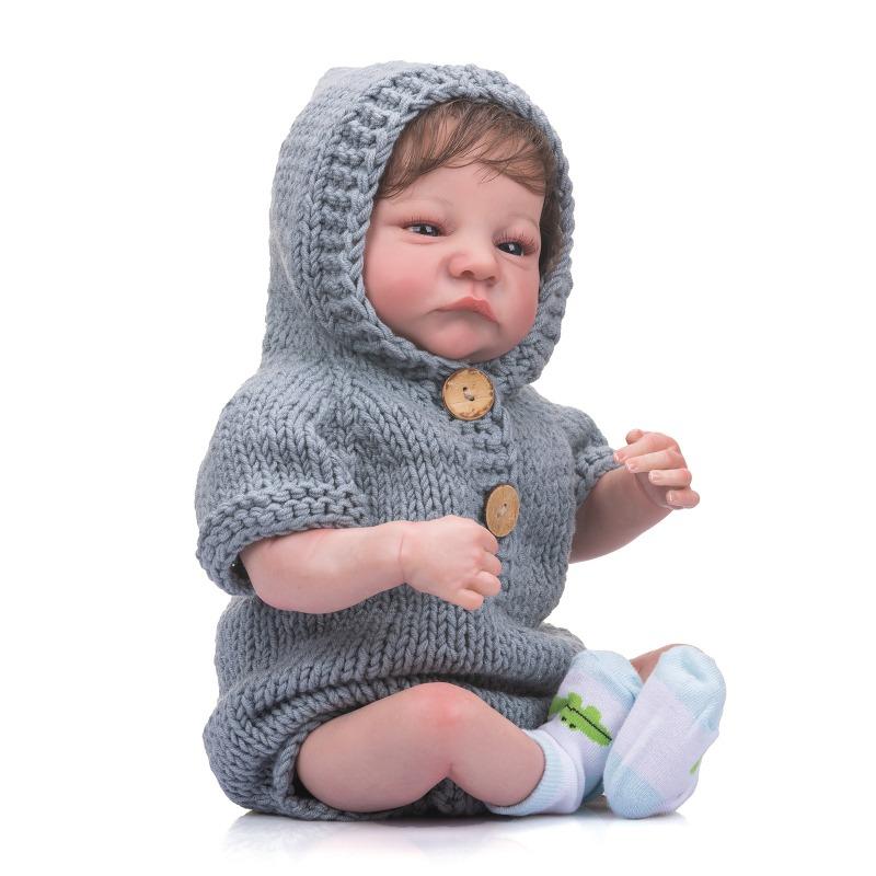 Adorable Simulation Reborn Baby Doll Levi Awake 19'' 49 Cm Soft Cloth Body Rebirth Doll Handmade 3D Painting Skin Veins Visible Bebe Newborn Doll Toys
