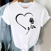 (Asian Size) Clothing Tee Print Sweet Love Heart Cute Lady T Shirt Fashion Women Casual Top Short Sleeve Female Graphic T-shirts