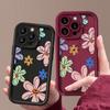 For iPhone 16 Pro Max 15 Plus 14 Pro 13 12 11 XS XR 8 7 Phone Case Flower Pattern Soft Silicone Shockproof Matte TPU Bumper Cover