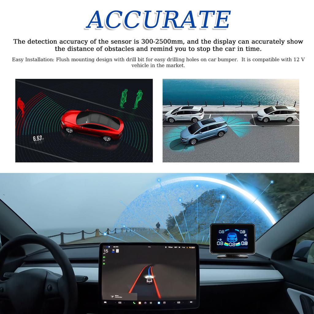 Car Parking Sensor Reversing Radars System Front & Rear Support Sound WarningBuzzerMute with 8