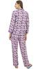 Bimba Purple Button-Down Shirt With Elastic Waist Pajama Pant Night Wear