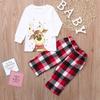 Christmas Kids Long Sleeve Tops+Plaid Print Pants Xmas Family Clothes Pajamas