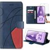 Protective Case - BOOLING - for Samsung Galaxy A23 5G - Navy Blue - Two-Tone Leather Effect - 2 9H Tempered Glass