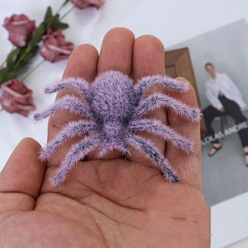 Funny Flocking Black Spider 3D Artificial Spider Halloween Plush Spider  Learning Toys