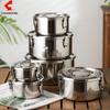 304 Stainless Steel Leak-Proof Korean Bento Lunch Box Set - 3-Piece Fresh-Keeping Containers