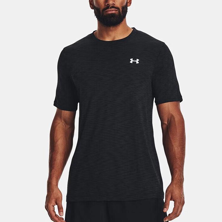 Under Armour Футболка с коротким рукавом для фитнес-тренировок с твердым логотипом, мужская, черная 1359870-001