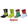 4PCS Christmas Cotton Socks For Women\Men Green Sock