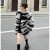 Fashionable Loose Zebra Stripes Faux Fur Coat for Women, Vintage and Youthful