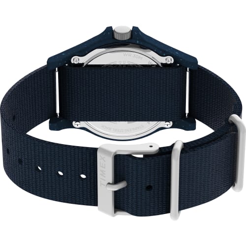 TIMEX Reclaim Ocean 40mm Watch, Black Dial, Recycled Plastic, Mineral Glass, Quartz Movement, Water Resistant To 3 ATM, Navy Blue, TW2V81800