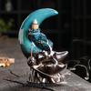 Moon Backflow Incense Holder Pond-shaped with 20 Fragrance Incense Stick Hand-Made Waterfall Incense Burner