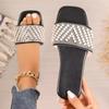 Luxury Women Slippers Women's Pearl Rhinestones Sandals Summer Outdoor Beach Sexy Open Toe Flat Large Size Slippers 36-43