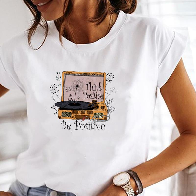 (Asian Size) Women Lovely Watercolor Tree Trend Print Lady Tee Top Clothing Casual Short Sleeve Fashion Tshirt Female Graphic T-shirt