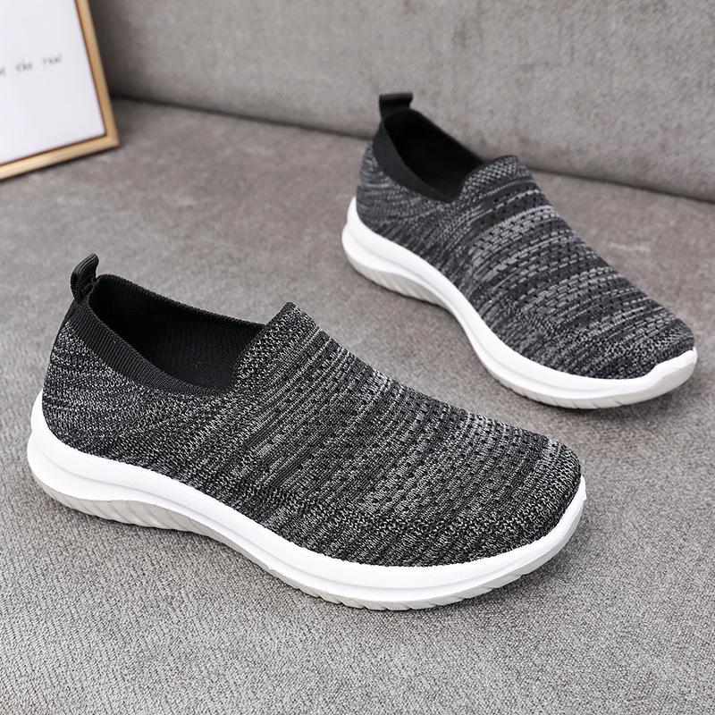 Fashion Women Flat Shoes Knit Woman Casual Slip On Vulcanized Shoes Female Mesh Soft Breathable Women's Footwear For Ladies Sneaker