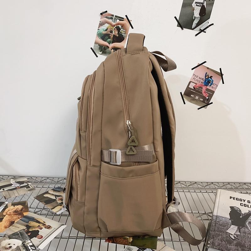 Large Capacity Schoolbag Women's Solid Color Backpack Outdoor Travel Multi-Pocket Backpack