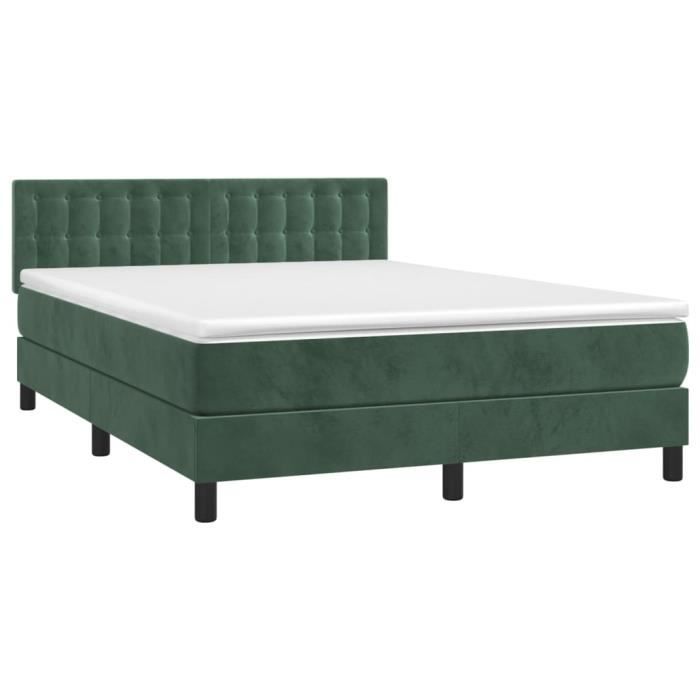 3141548 vidaXL Divan Bed and Mattress Dark Green 140x200cm Velvet