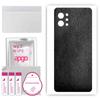 apgo Protective Skin Sticker for the Back Compatible with LG Q92 5G, Wrap Film, Foil, Vinyl - Pattern Black Leather