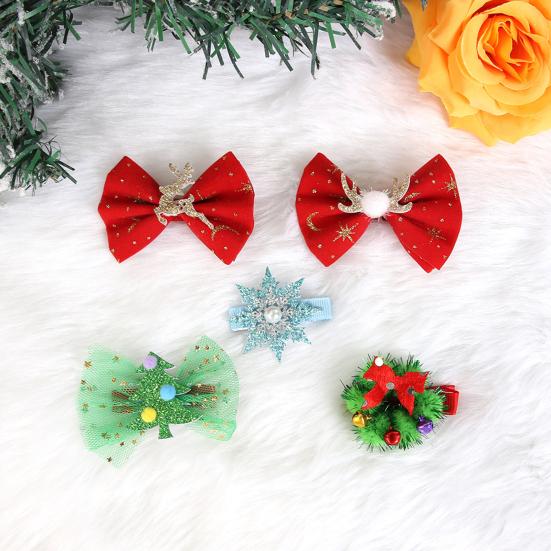 2/6Pcs/Set Hair Clips Christmas Theme Xmas Tree Snowflake Deer Decor Hairpins Festive Atmosphere Hair Pins