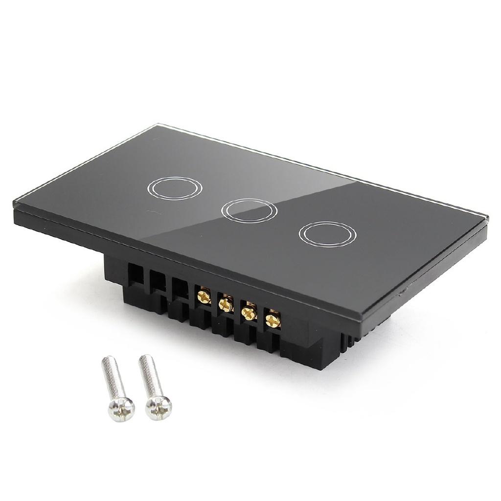 3 Way ABS Panel Smart Wall Light Switch Wireless Touch Control Light Switch 3 Gangs 120x70x40mm
