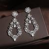 ZAKOL Luxury AAA Cubic Zirconia Long Drop Earrings Big Size Wedding Bridal Earring for Women