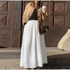 Solid Color Maxi A-line Skirt for Women Elegant Fashion Zipper High Waist Skirts 2025 Spring Autumn Casual Loose Skirt With Lining