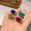 Jewelry Ring Women'S Imitation Color Treasure Ring Luxury Diamond-Set Women'S Dan Ring Main Stone 10 * 14