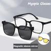 Polarized Magnetic Sleeve Mirror Men's Myopia Magnet Sunglasses Adsorption Night Vision Clip On Glasses Finished Eyeglasses