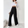 Women's Fashion Casual Solid Color Print High Waist Trousers Pants & Capris