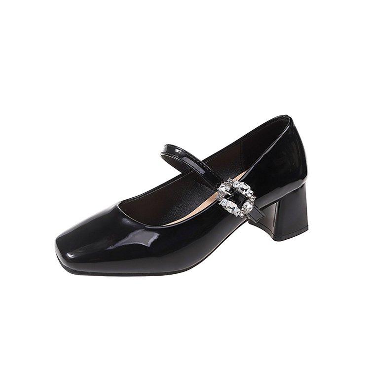Fashion Red Mary Jane Women Pumps Thick High Heels Shoes Female Lolita Square Toe Shoes Fashion Party Leather Woman Shoes 2024 New