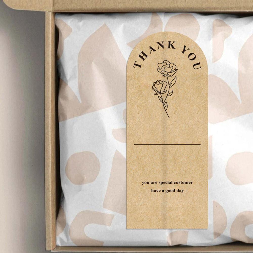 50PCS Brown Thank You Stickers Kraft Paper Sealing Labels Gift Thanks Decals Online Retails