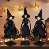Halloween Witch Decoration Black Witch Ornament with Light-up Face Indoor Primitive Witch Table Centerpiece for Home Shelf Mantels Kitchen Decoration