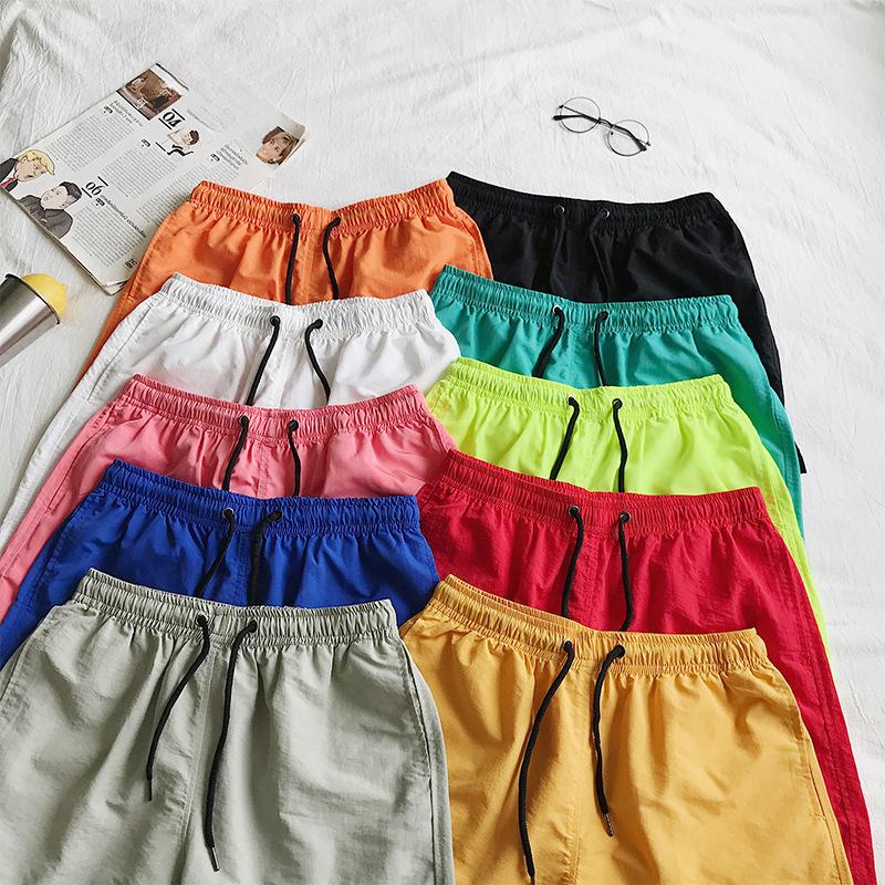 Summer Men's Casual Shorts Candy Colored Five Quarter Pants Men's Sports Loose Quick Drying Thin Beach Pants Shorts Men’s