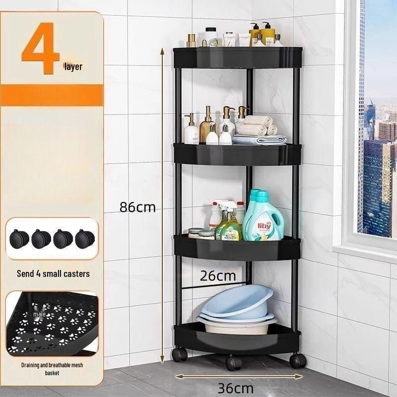 Triangular Floor-Standing Multi-Layer Storage Rack for Bathroom and Living Room
