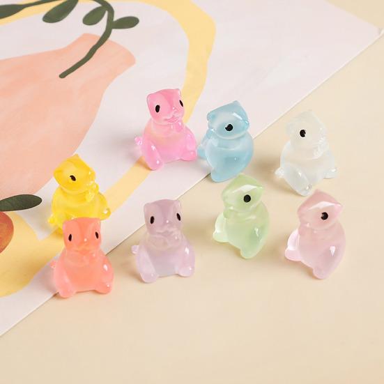 50/100Pcs Resin Miniature Animal Figures Glow In The Dark Tiny Bear Rabbit Fish Ornament Micro Landscape for Garden Aquarium Dollhouse Office Home
