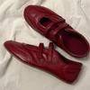 Velcro Casual Sports Shoes Women's Versatile Ballet Mary Jane Leather Red Flat Shoes Tide