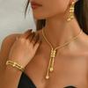 New Style Women's Jewelry Set 18k Electroplated Long Necklace Geometric Fringed Earrings Versatile Bracelet Women