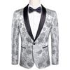 Mens Floral Tuxedo Dinner Jacket Regular Fit Shawl Lapel Paisley Prom Party Suit