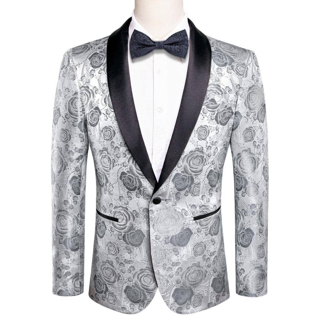 Mens Floral Tuxedo Dinner Jacket Regular Fit Shawl Lapel Paisley Prom Party Suit
