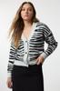 Women's Elegance Style Cardigan Gray Soft Textured Zebra Pattern Knitwear Cardigan