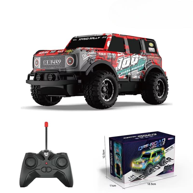 New 1:24 Full Scale LED Light Off-Road Jeep Remote Control Car 10km/h Battery Controlled Children's Toy Car Boy Gift Anti-Fall Anti-Collision