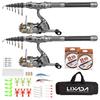 Fishing Pole Combo Set 2PCS Rod and Reel Telescopic Fishing Rod Carbon Fiber Spinning Reels Fishing