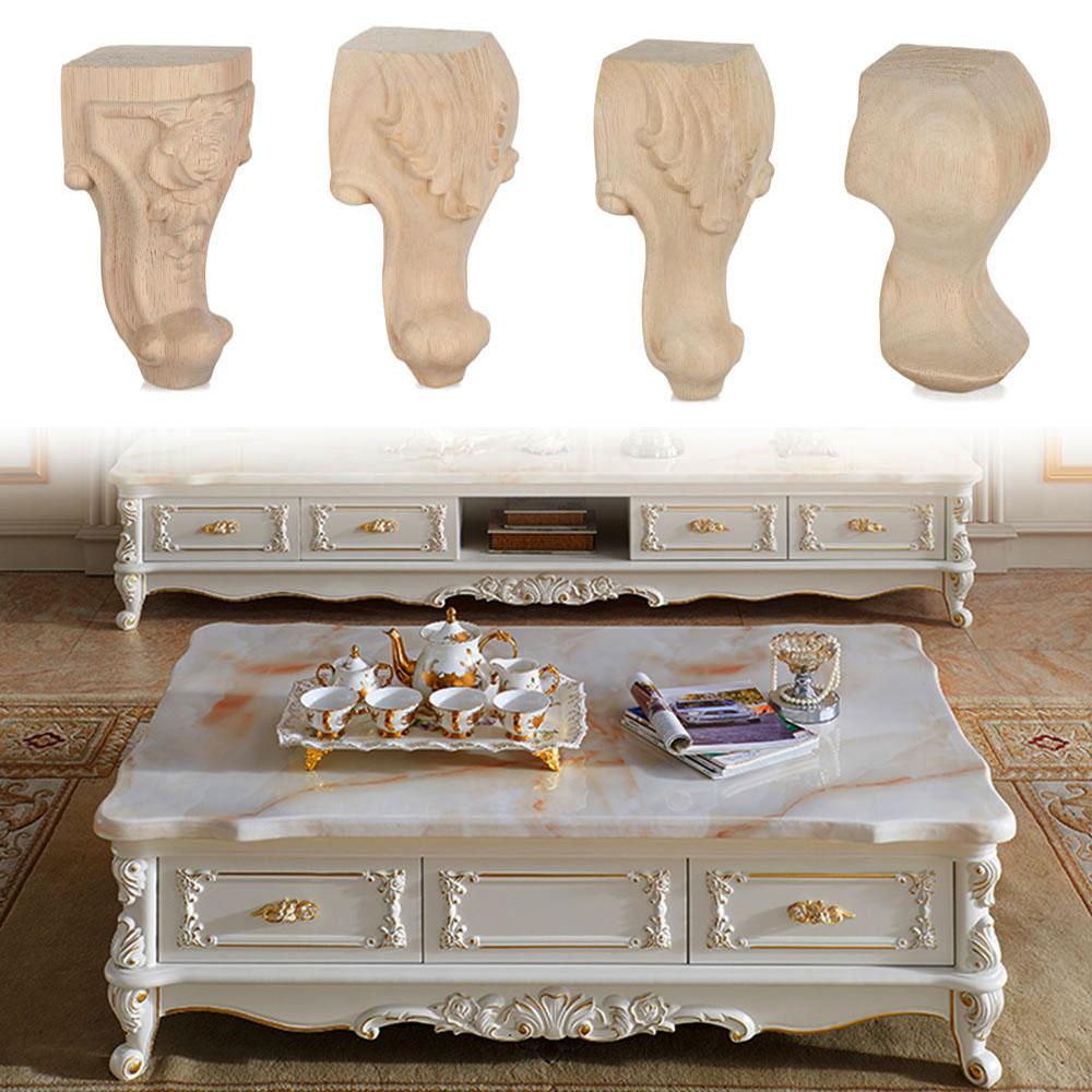 European Style Accessories Furniture Foot Legs Vintage Wood Carved Cabinet Seat Feets Home Decor