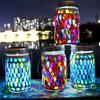 LED Outdoor Hanging Lawn Garden Mosaic Lamp Waterproof Pendant Solar Night Light Glass Table Lamp for Garden Backyard Lawn Party