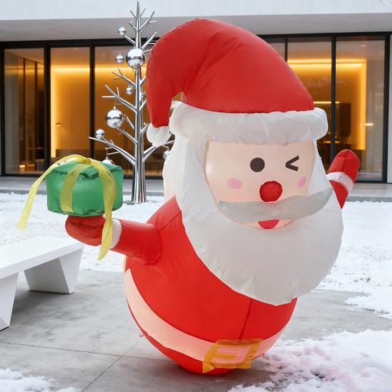 Christmas Inflatable Santa Claus Outdoor Decoration Large Lighted Blow Up Santa with Built-in LED Light for Front Back Yard Garden Lawn Outside Decor