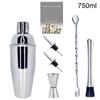 1-6Pcs 750ml 750/600ml Cocktail Shaker Set With Cocktail Recipe, Bartending Kit Bar Tools Accessories Pourer Muddler Jigger