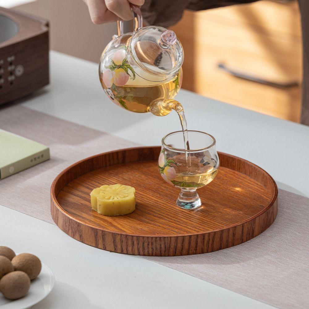 Simple Decorative Tray Natural Candle Holder Tray Multifunctional Wood Serving Tray Coffee Table